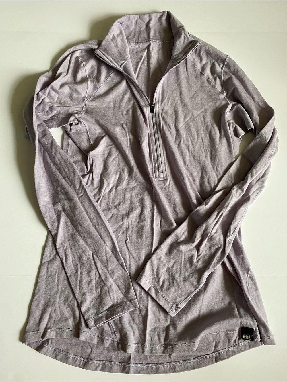 REI 100% Merino Wool Lavender Quarter-Zip Pullover